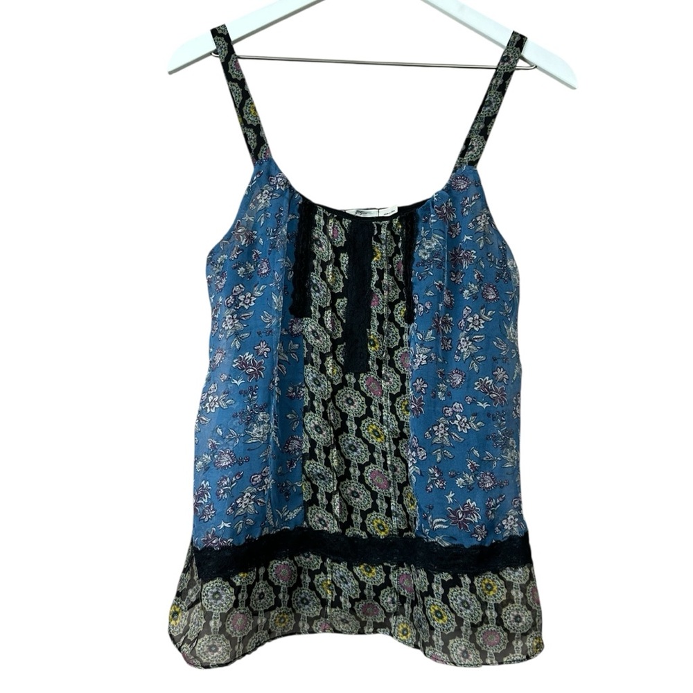 Gibson Sheer Layer Medallion Floral Tank Top Women Sz M